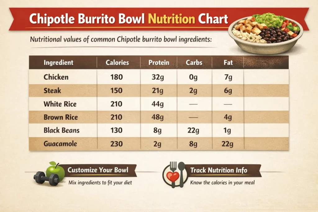 Chipotle Burrito Bowl Nutrition Chart