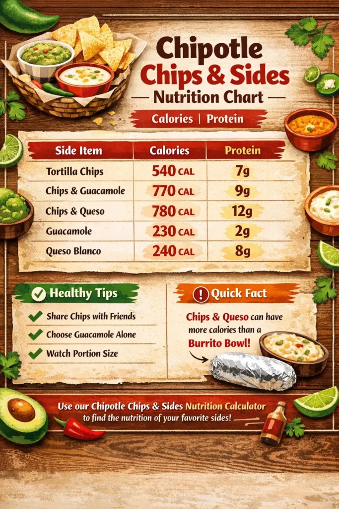 Chipotle Chips & Sides Nutrition Chart