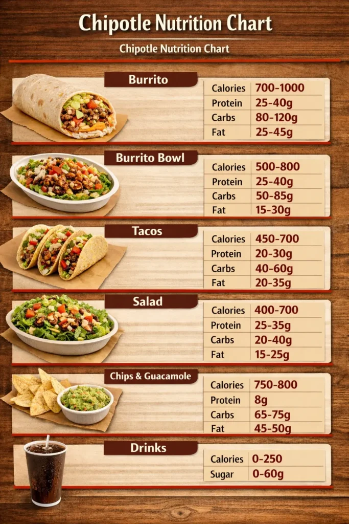 Chipotle Nutrition Chart